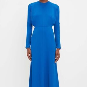 Victoria Beckham Dolman Long Sleeve Cady Midi Dress